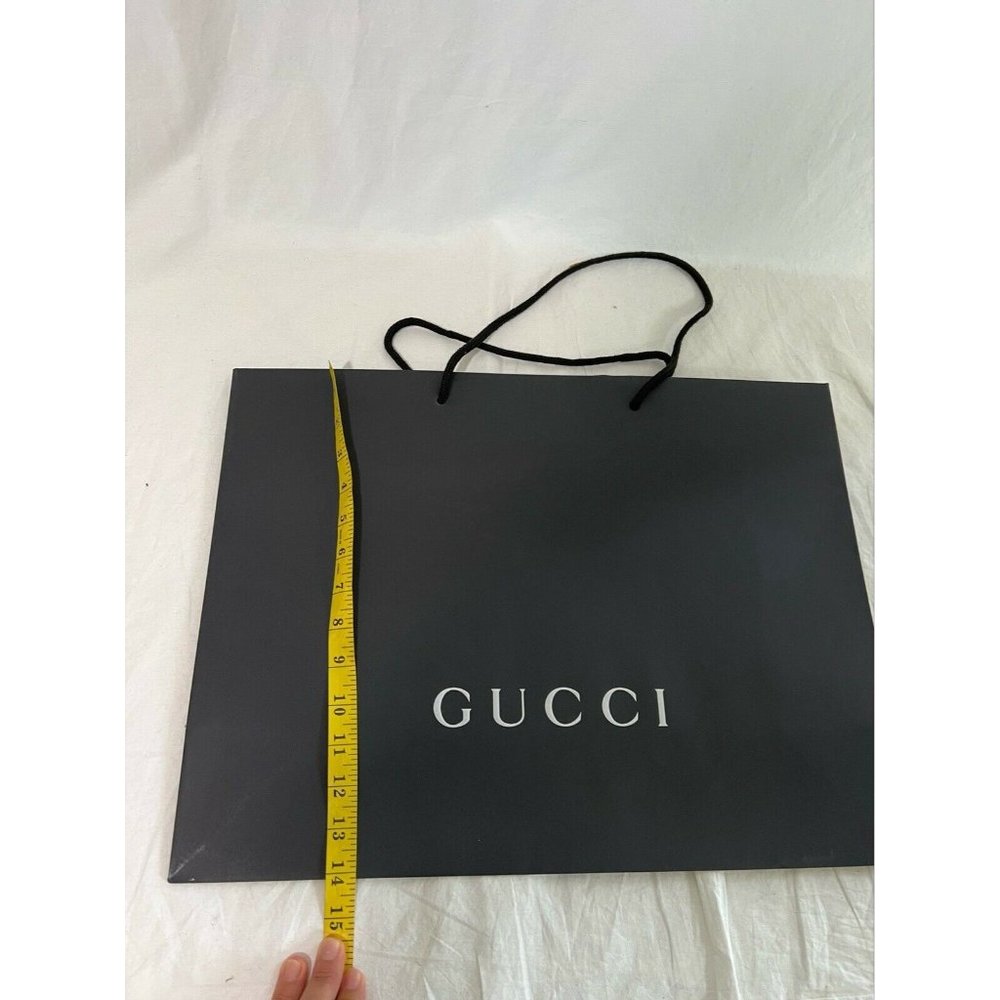 Gucci Reusable Paper Shopping Bag Gift Rope Handle Black 14" x 19" x 6.6" - Picture 2 of 9